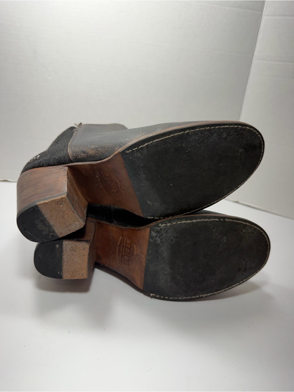 BED|STU Women's Dark Brown Leather Ankle Booties with Side Zip size 9 real fur - Picture 7 of 8